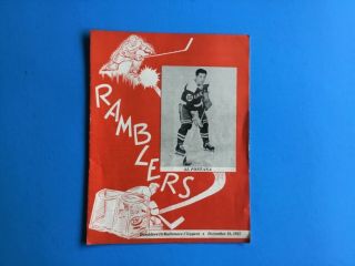 12 - 16 - 1955 Baltimore Clippers At Philadelphia Ramblers Program Inaugural Season