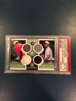 2014 Sp Game Front 9 Swatch Combos F92wm X/25 Tiger Woods R Mcilroy Psa 8
