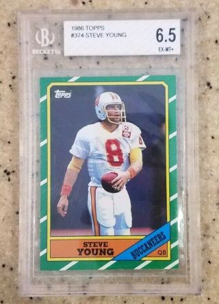 1986 Topps Football 374 Steve Young Rookie Card Bgs 6.  5