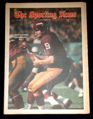 November 2,  1968 The Sporting News Sonny Jurgesen (vg) Washington Redskins