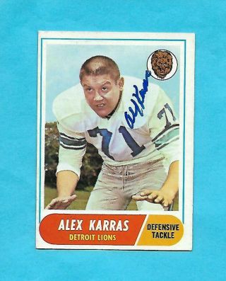 1968 Topps Football Alex Karras Autographed Card 130