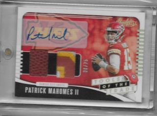 Patrick Mahomes 2019 Absolute Tools Of The Trade Dual Patch Auto 8/25