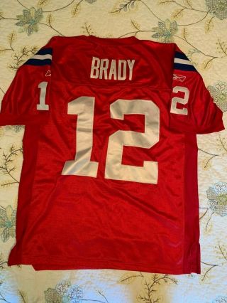 Patriots Tom Brady Red Throwback Reebok Jersey,  Size 48 Sewn,  2009