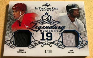 2019 Leaf In The Game Tony Gwynn Steve Yzerman Numbers 19 Dual Jersey 4/30