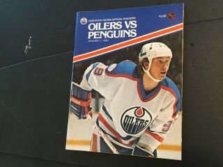 B Edmonton Oilers Hockey Game Program Jan 7,  1983 Vs Penguins Gretzky Cover