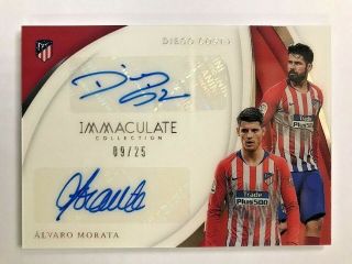 2018 - 19 Panini Immaculate Dual Autograph Auto Diego Costa / Alvaro Morata 09/25