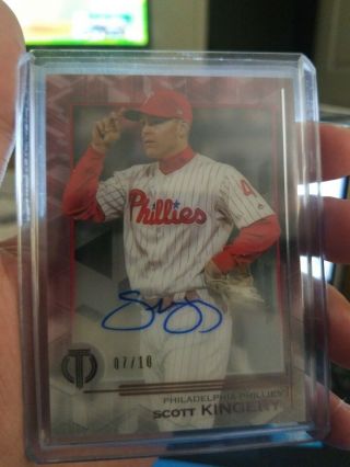 2019 Topps Tribute Red Scott Kingery | On Card Auto | Ssp 7/10 | Phillies