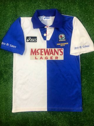 Blackburn Rovers 1994/1995 Home Football Soccer Shirt Jersey Asics Boys Size L