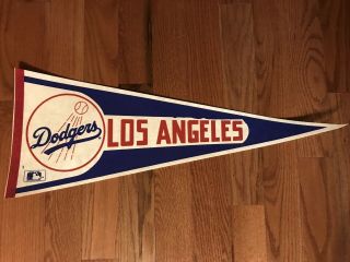 Vintage Los Angeles Dodgers Mlb Baseball Full Size Pennant Red Blue White (p2