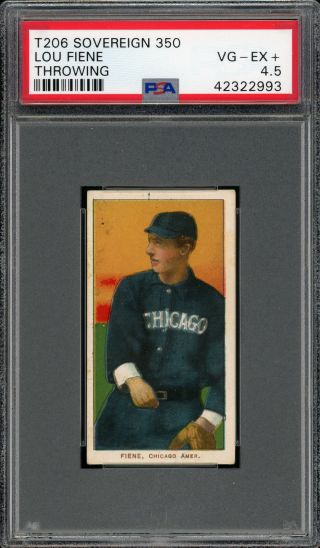 1909 - 11 T206 Lou Fiene Throwing Sovereign 350 Psa 4.  5