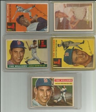 Topps Ted Williams Cards (5) 1954 - 1957 (not Reprints)