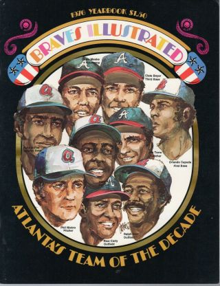 1976 Atlanta Braves Baseball Yearbook,  Hank Aaron,  Phil Niekro,  Ralph Garr Vg