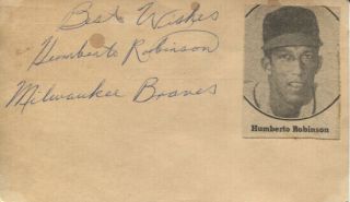 Humberto Robinson Autographed Milwaukee Braves Vintage 1955 Govt.  Postcard
