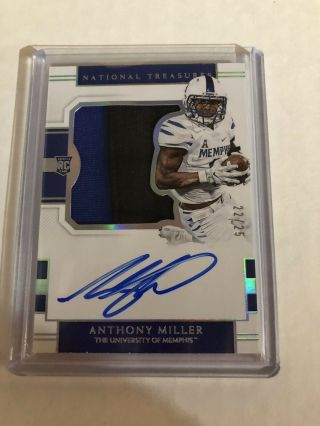 2018 National Treasures Anthony Miller Rookie Auto Patch /25 Sp Rpa Bears 2color