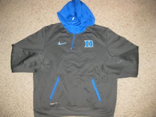Duke Blue Devils Nike Therma - Fit Elite College Hooded Sweatshirt Gray & Blue Xl