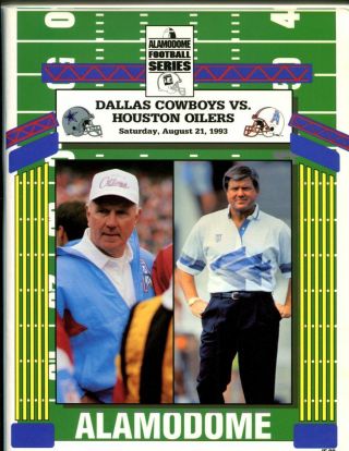 1993 Dallas Cowboys Vs Houston Oilers Program 8/21/93 46931 Pfb1