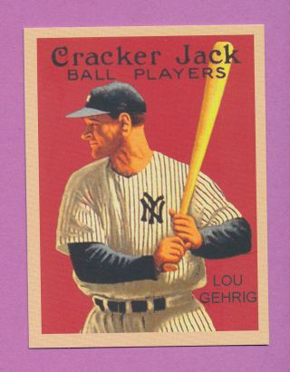 Modern Tribute Ad Card Cracker Jack Reprint Lou Gehrig Yankees E145 Ball Players