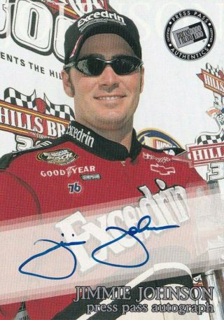 Jimmie Johnson 2001 Press Pass Racing Autograph Signed Auto