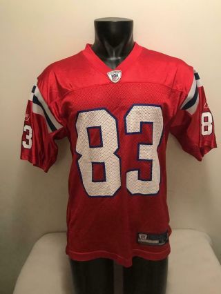 Wes Welker 83 England Patriots Red Reebok Jersey Mens Size Small