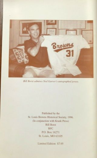 MLB St Louis Browns Baseball Book History 1996 edited by Bill Borst 4
