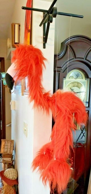 Marionette Walking Orange & White Flamingo Fluffy Bird 29  Tall