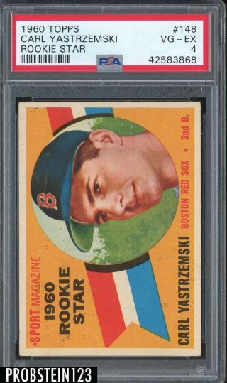 1960 Topps 148 Carl Yastrzemski Boston Red Sox Rc Rookie Hof Psa 4 Vg - Ex