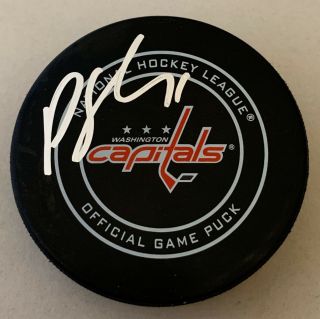 Pheonix Copley Signed Washington Capitals Official Game Puck Autographed Caps
