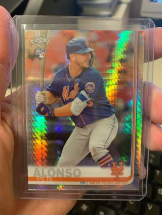 2019 Topps Chrome Prism Refractor Pete Alonso Rc Ny Mets Sp