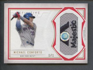 2019 Topps Definitive Red Michael Conforto Majestic Logo Patch 1/1 York Mets
