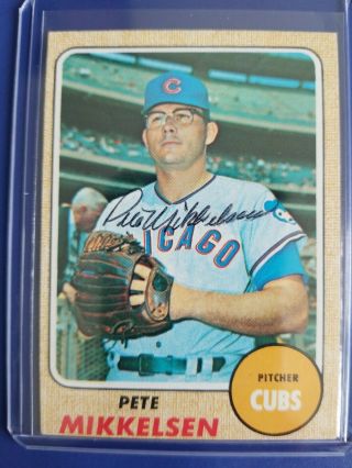 Pete Mikkelsen Chicago Cubs 1968 Topps Autographed Baseball Card