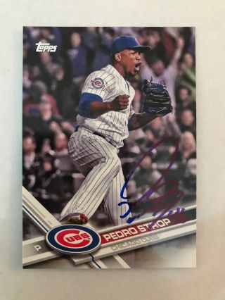 Pedro Strop Signed Autographed 2016 Topps Card Chicago Cubs Tough Auto