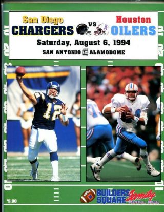 1994 San Diego Chargers V Houston Oilers 8/6 Alamodome Cody Carlson 50195