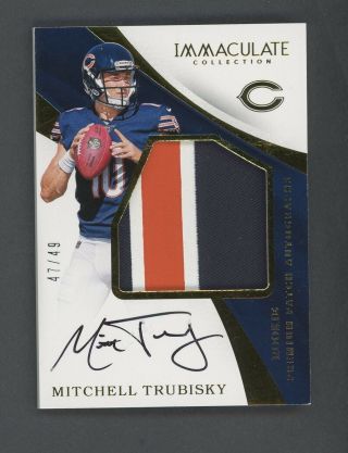 2017 Immaculate Premium Mitchell Trubisky Bears Rpa Rc Patch Auto 47/49