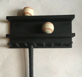 Baseball Bat Rack Display Holder Black 4 - 7 Full Size Standard Bats 8 Baseballs