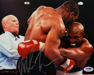 Mike Tyson Signed 8x10 Boxing Photo Auto - Bite Holyfield Ear Psa/dna