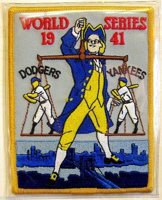 1941 World Series Patch Card Willabee & Ward York Yankees / Brooklyn Dodgers