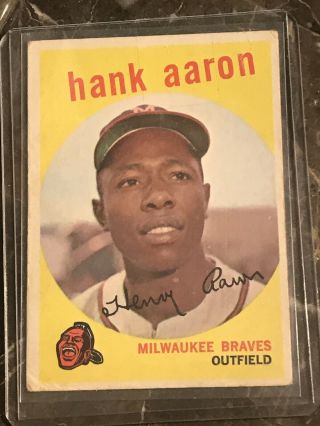 1959 Topps Hank Aaron Milwaukee Braves 380 Baseball Card