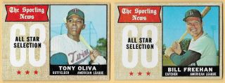 20 Different 1968 Topps Baseball Cards (vg/ex) No Creases