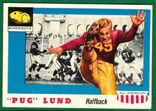 1955 Topps Football All - American 79 Pug Lund - Minnesota