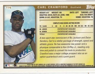 Carl Crawford Tampa Bay Rays Dodgers 1999 Topps Traded Autographs T75 AUTO RC 2