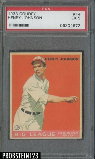 1933 Goudey 14 Henry Johnson Boston Red Sox Psa 5 Ex