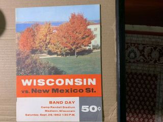 1962 Wisconsin Badgers Vs Mexico State Aggies Football Program Vg/ex Condit