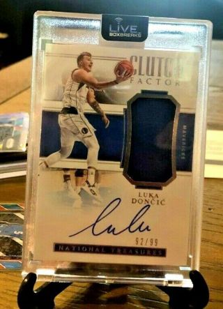 2018 - 19 National Treasures Clutch Factor Rookie Jersey Autograph Luka Doncic /99