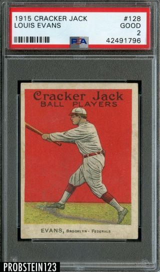 1915 Cracker Jack 128 Louis Evans Brooklyn Psa 2 Good