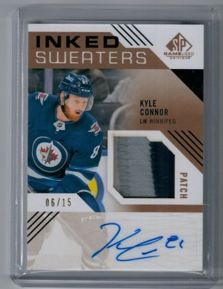 2018 - 19 Sp Game Inked Sweaters Gold Patch Auto Kyle Connor /15
