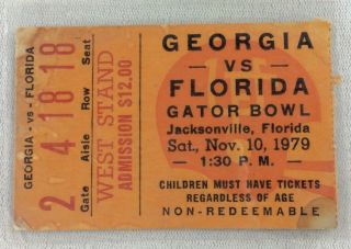 Cfb 1979 11/10 Georgia Vs Florida Laminated Football Ticket - Scott Woerner