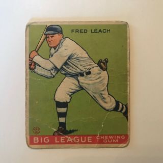 1933 Goudey Fred Leach Baseball Card Big League 179 Boston Braves