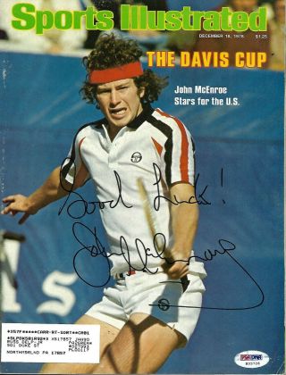 John Mcenroe Signed Sports Illustrated Psa/dna December 18,  1978 Wimbledon
