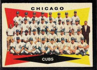 1960 Topps Baseball Chicago Cubs Team High Card Ernie Banks Checklist 513 Ex,
