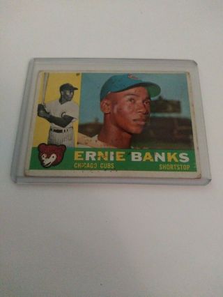 1960 Topps Ernie Banks Chicago Cubs 10 Baseball Card.  See Scan